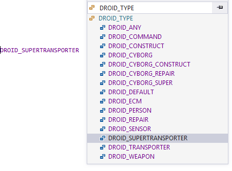 Hover over an enum to see other possible values