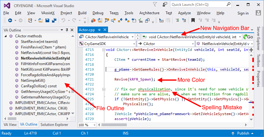 Visual Studio after installation of Visual Assist